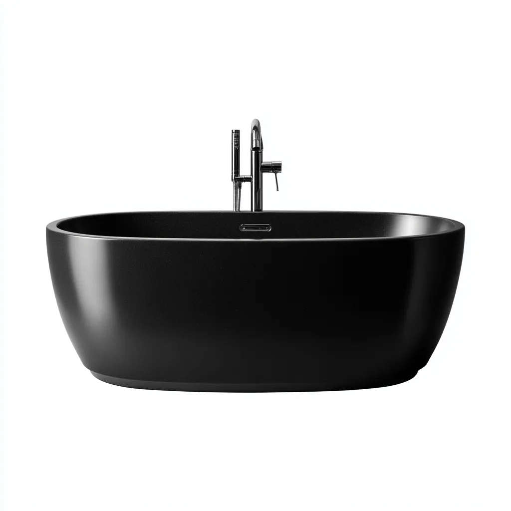 Bañera exenta 170×80×58 cm - negro - diseño ovalado mate contemporáneo-Zaviarastudio