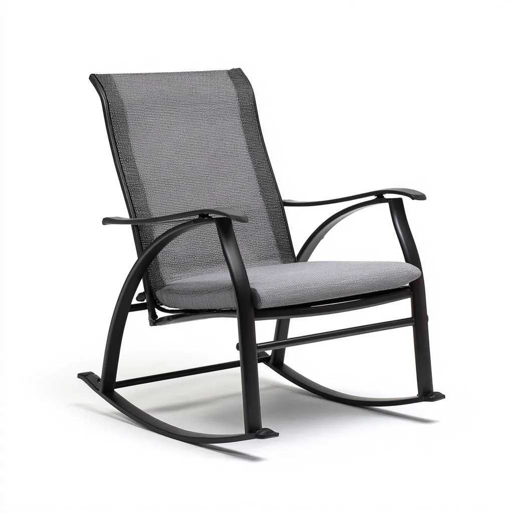 Mecedora para sala de estar 70×90×105 cm - gris y negro - estructura metálica ligera-Zaviarastudio