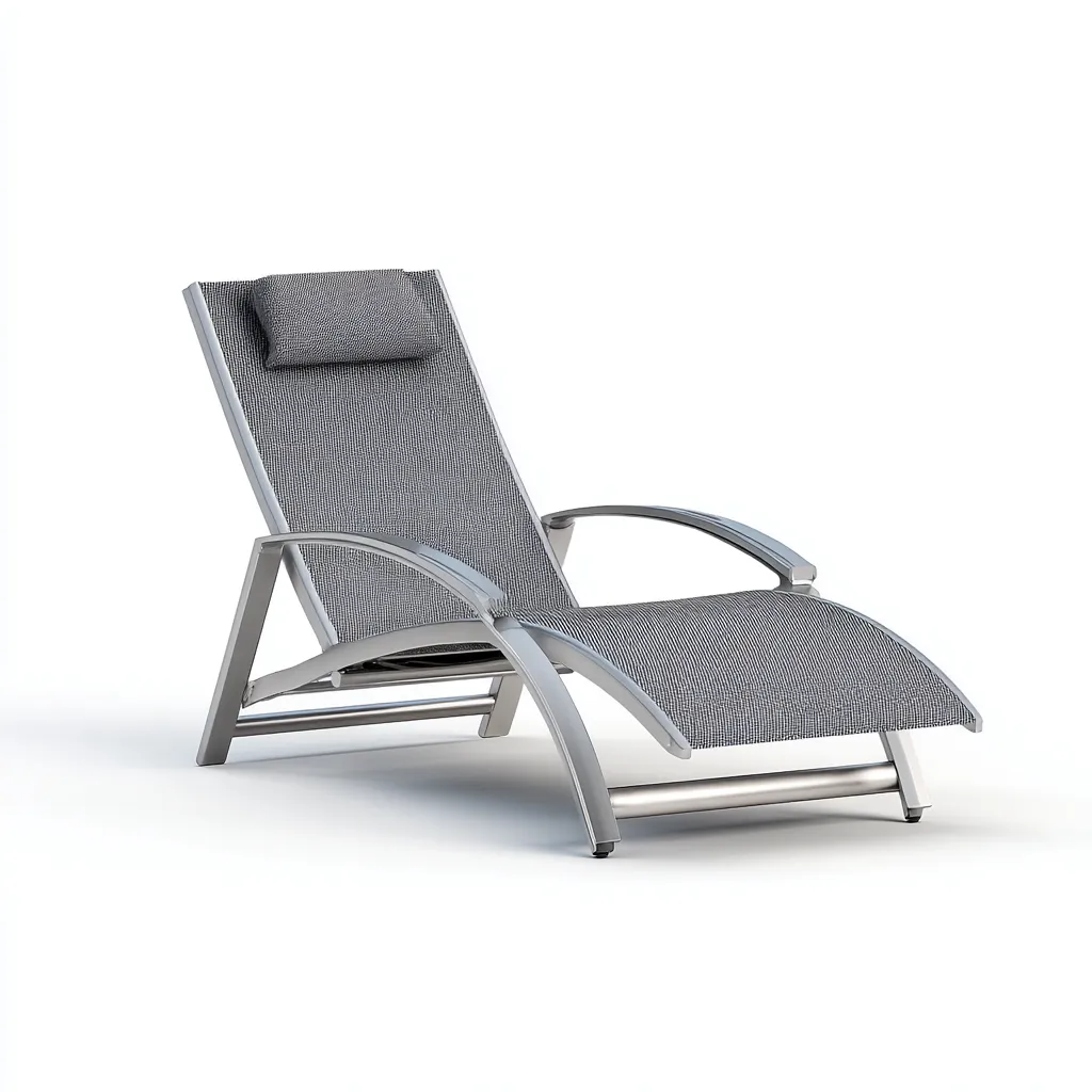 Tumbona de playa reclinable 185×68×92 cm - gris/plata - tejido transpirable con reposabrazos para exterior-Zaviarastudio