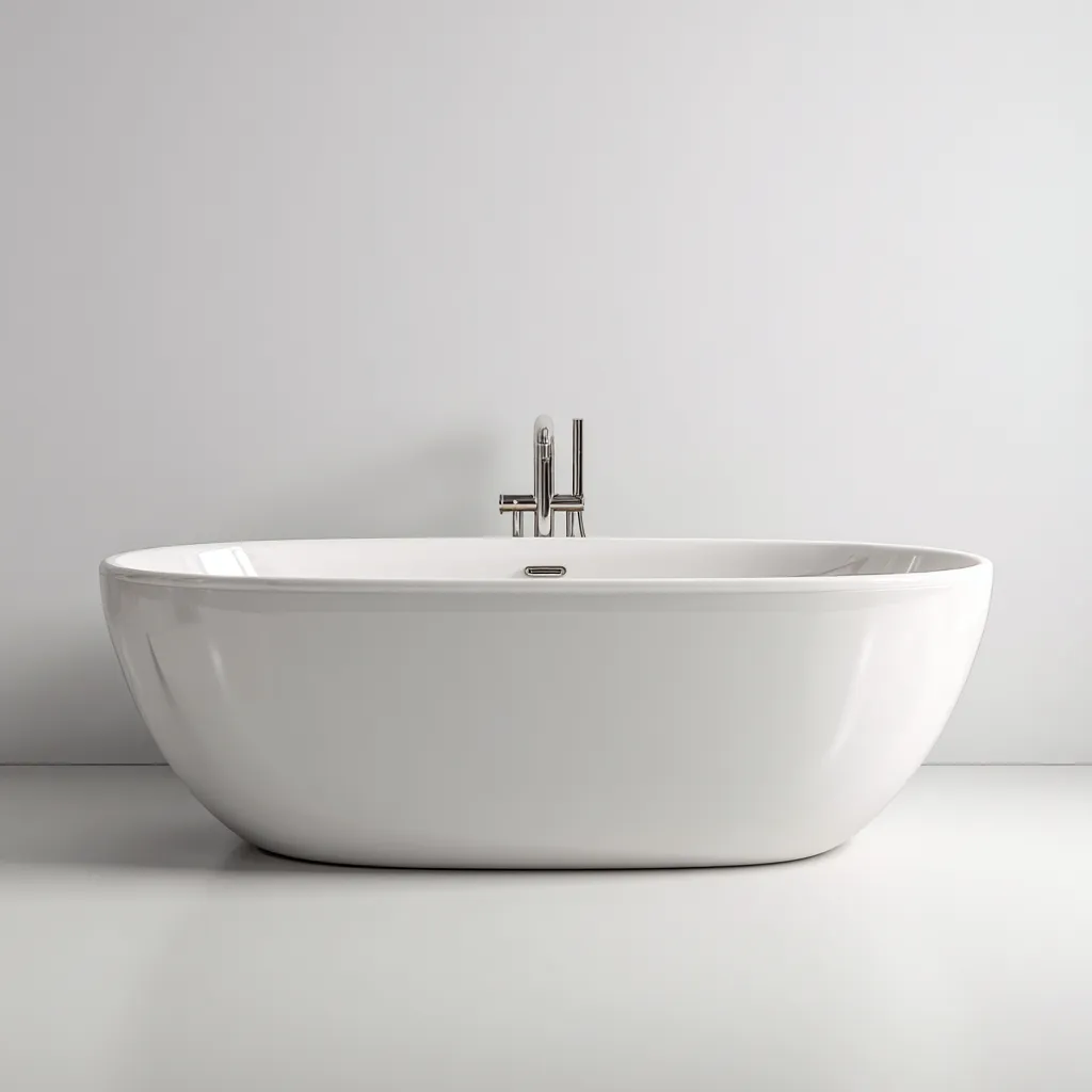Bañera exenta de forma ovalada 175×80×61 cm - blanco - cuerpo amplio con acabado liso para baño-Zaviarastudio
