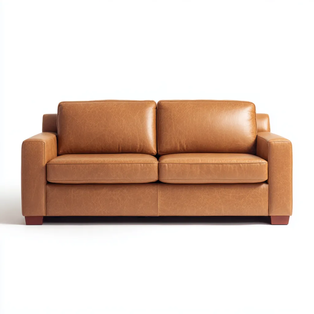 Sofá de 2 plazas para sala de estar 178×88×82 cm - marrón claro - cuero sintético con diseño recto-Zaviarastudio