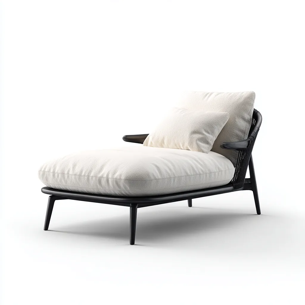 Tumbona de playa de tela 186×84×88 cm - blanco/negro - asiento amplio con estructura abierta para exterior-Zaviarastudio