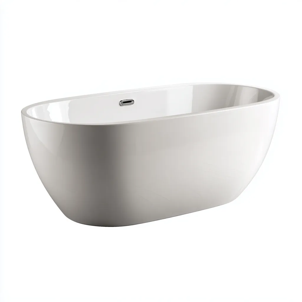 Baño Bañera exenta ovalada de acrílico 170x78x60 cm - blanco - diseño envolvente de líneas suaves-Zaviarastudio