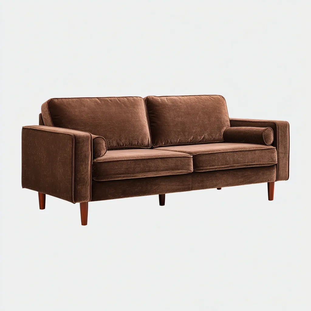 Sofá de sala de estar 178×86×82 cm - beige y miel - diseño acolchado contemporáneo-Zaviarastudio