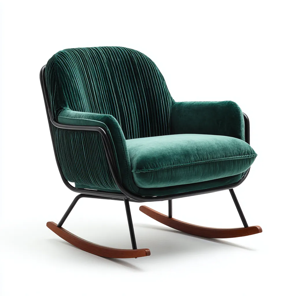 Mecedora 78×82×98 cm - verde y negro - estilo moderno para sala de estar-Racorpahome