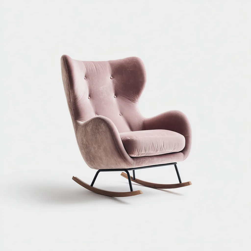 Mecedora 80×85×105 cm - Rosa claro - sillón de tela con respaldo alto para sala de estar-Racorpahome