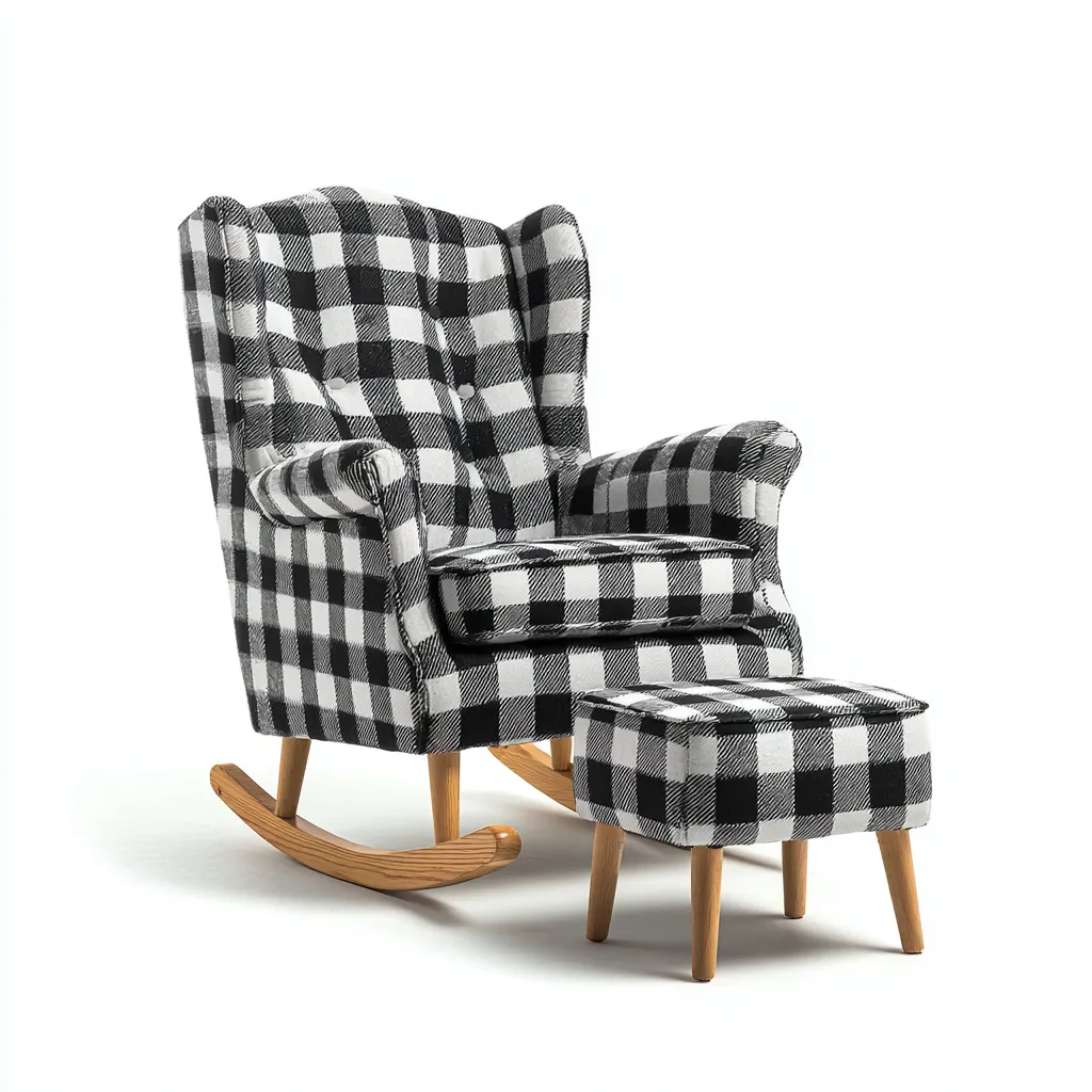 Mecedora 84x96x104 cm - negro/blanco/marrón - tela con reposapiés estilo clásico para sala de estar-Racorpahome