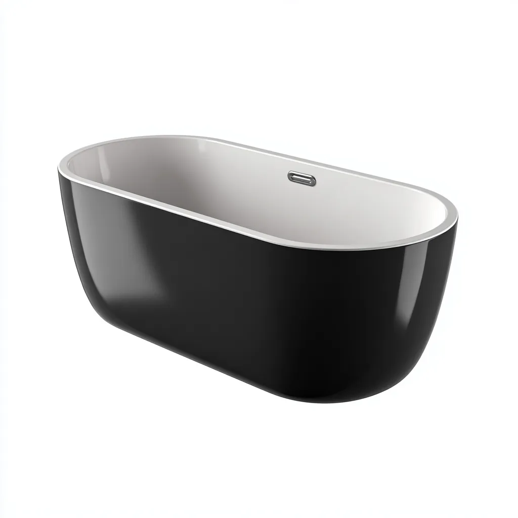 Bañera 165×75×60 cm - negro/blanco - bañera independiente de diseño para baño moderno-Racorpahome