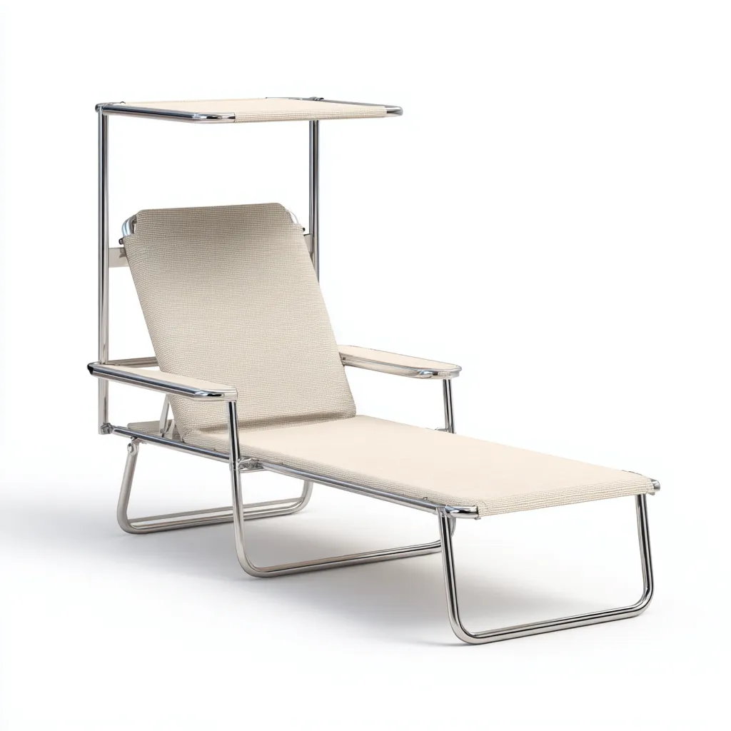 Tumbona de playa 190×65×95 cm - beige - estructura metálica con diseño exterior cómodo-Racorpahome