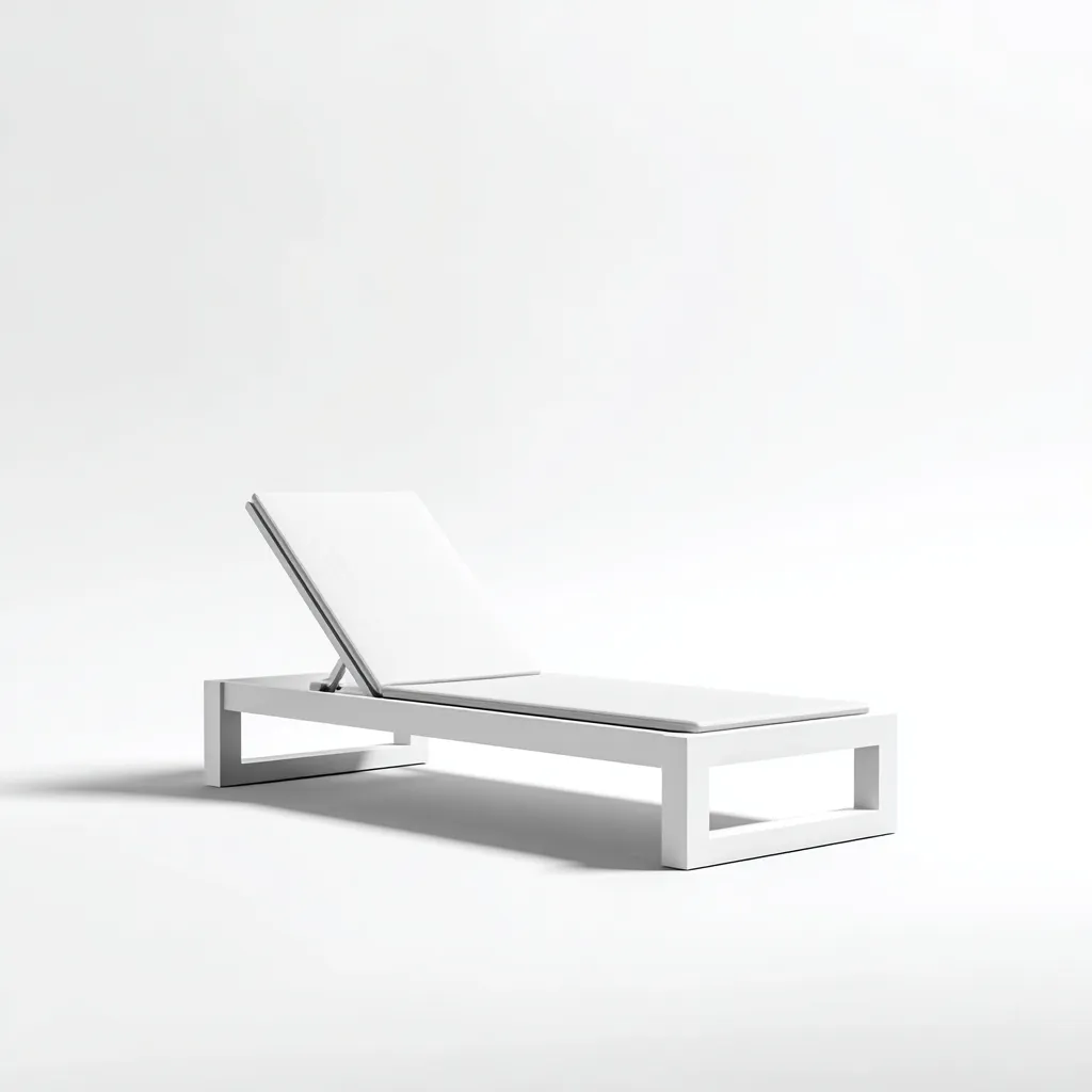 Tumbona de playa 195×68×86 cm - blanco - estructura metálica con acolchado y respaldo reclinable para exterior-Racorpahome