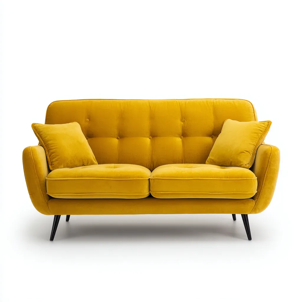 Sofá 170×86×90 cm - amarillo y negro - diseño nórdico con asiento acolchado-Racorpahome