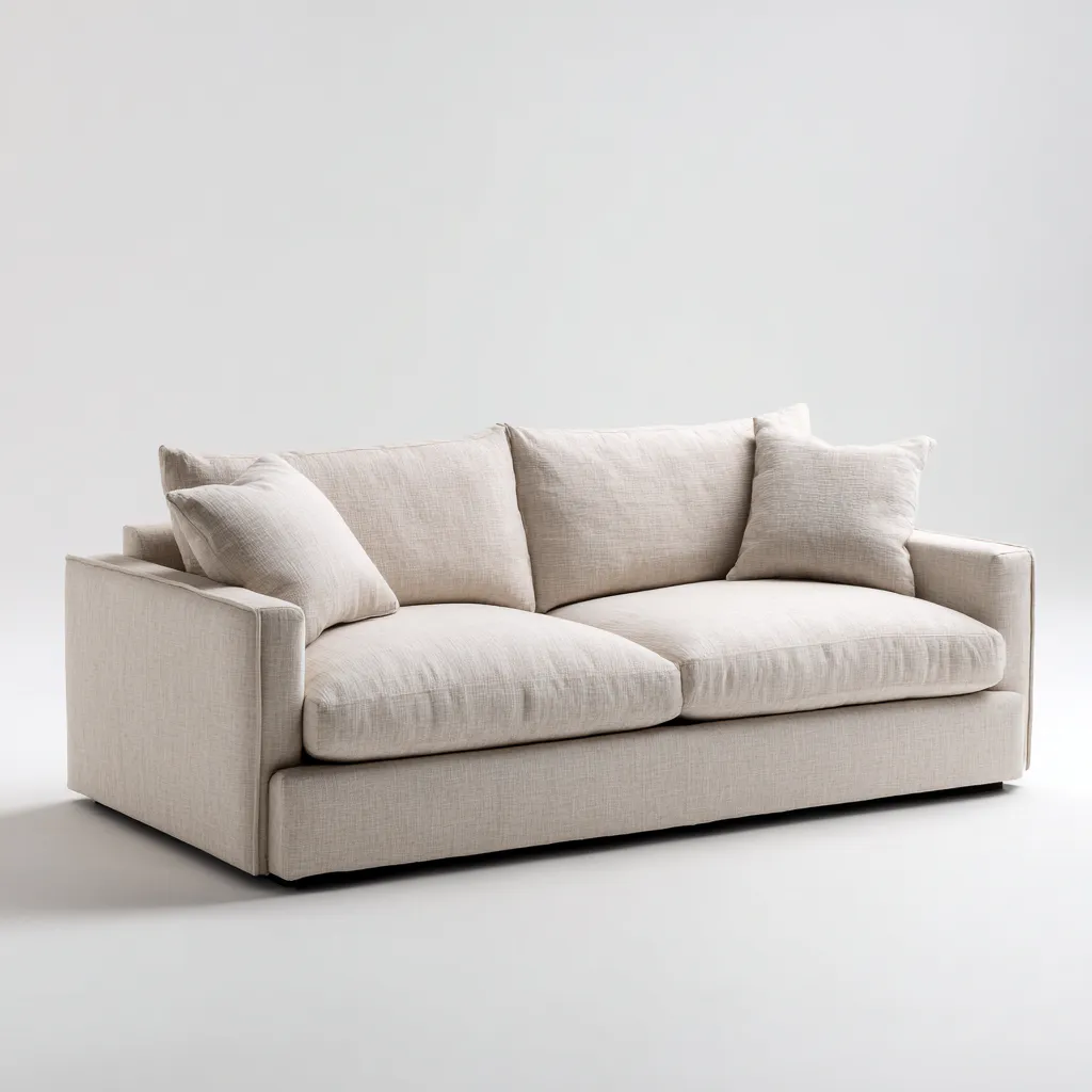 Sofá de 3 plazas 240×95×85 cm - beige - diseño moderno con tapizado de tela para sala de estar-Racorpahome
