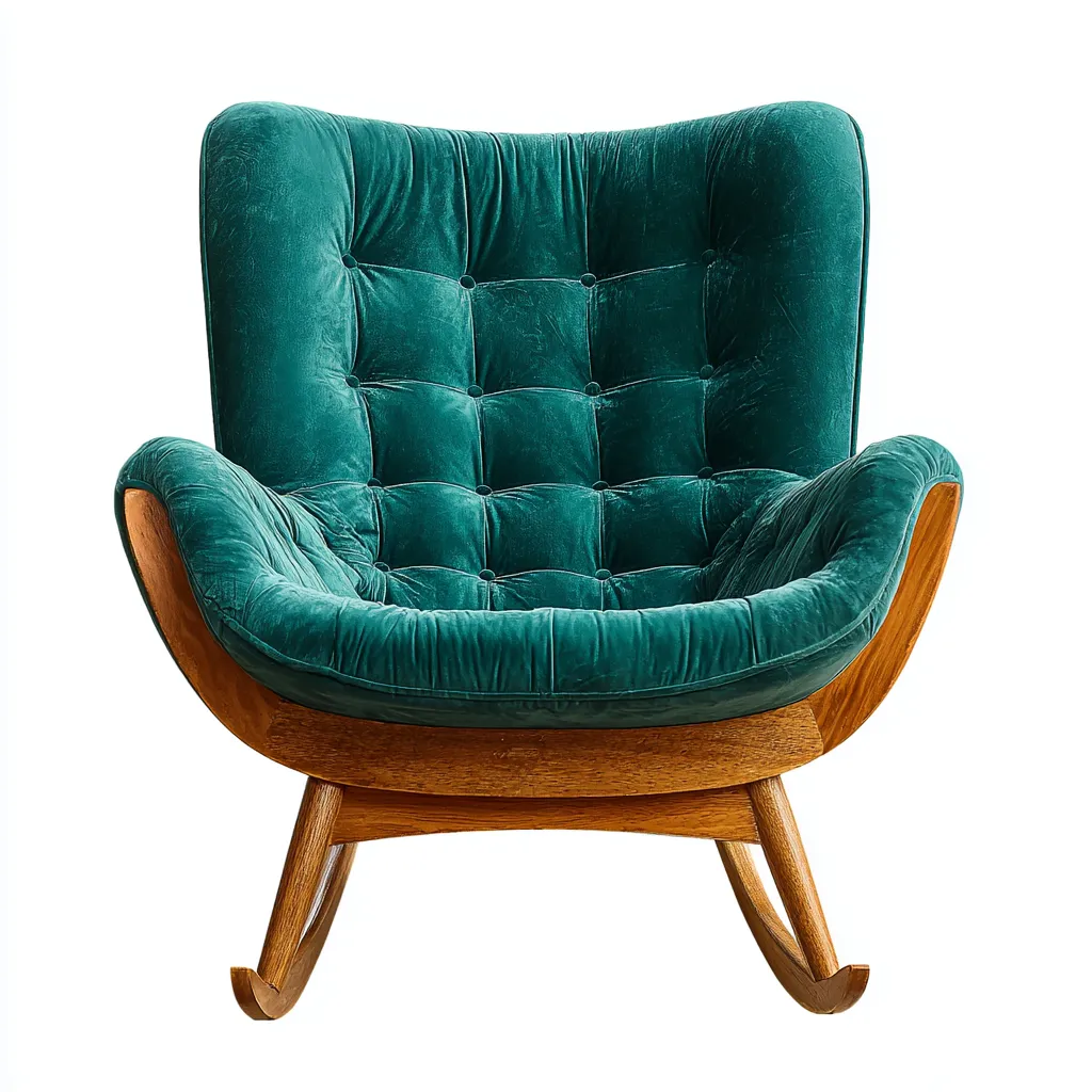 Mecedora 90×80×100 cm - verde - sillón tapizado de tela con base de madera para salón-Racorpahome