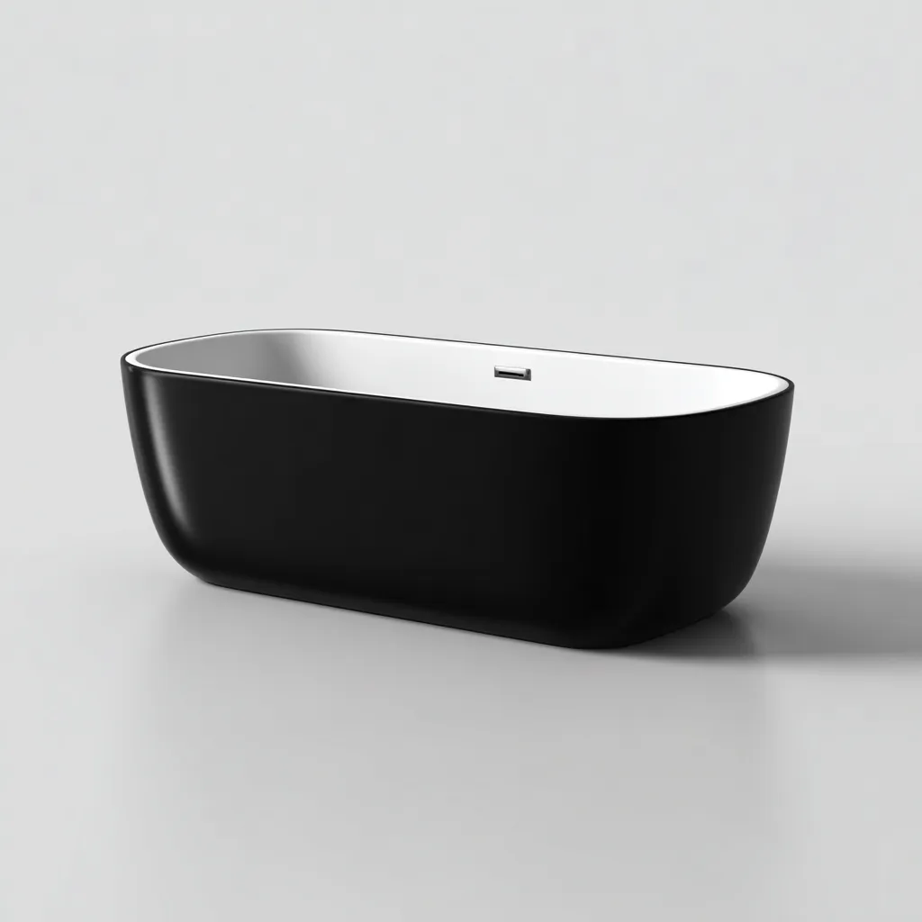 Bañera exenta de acrílico 170×78×58 cm - negro/blanco - para baño moderno-Racorpahome