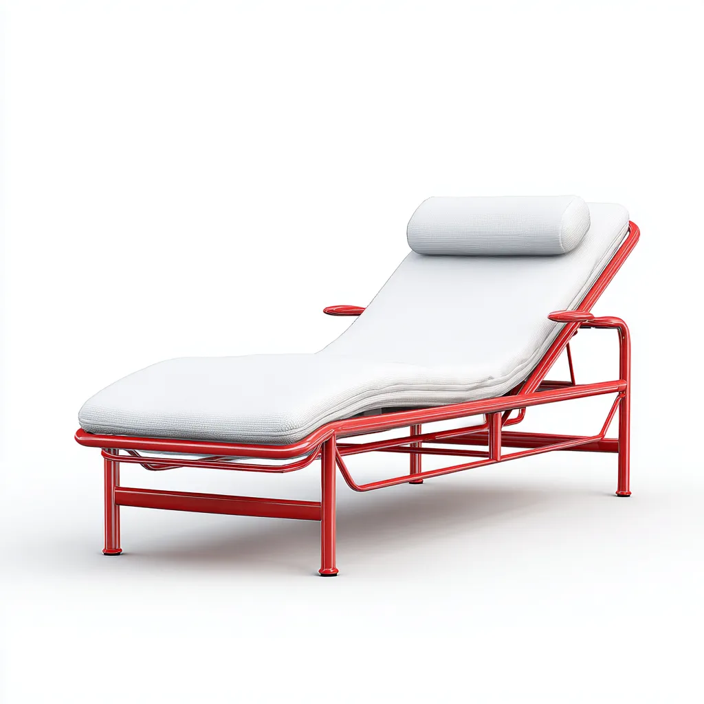Tumbona de playa 190×70×80 cm - blanco y rojo - reclinable de exterior con estructura moderna-Racorpahome