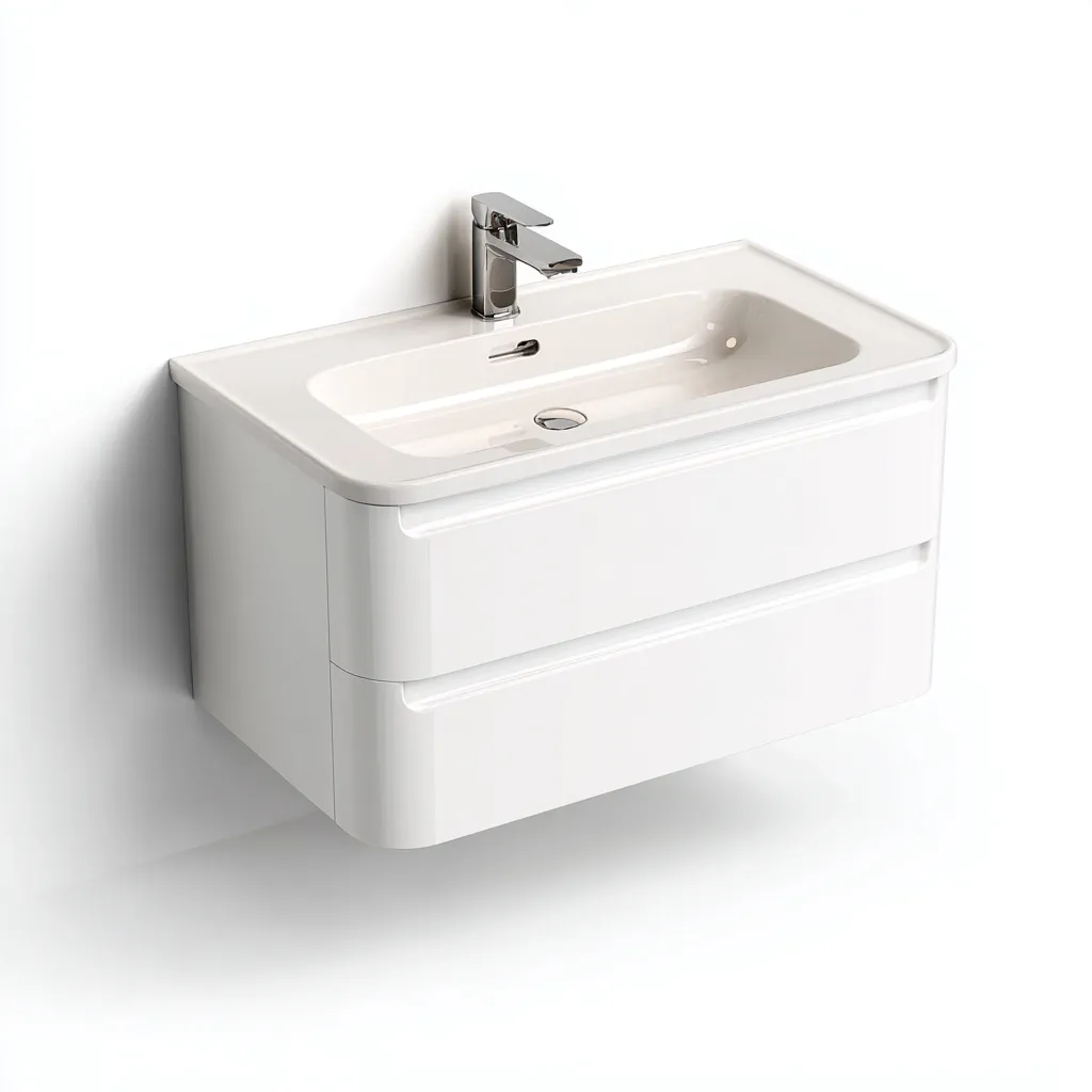 Lavabo 100×48×52 cm - blanco - mueble suspendido de baño con diseño minimalista-Racorpahome