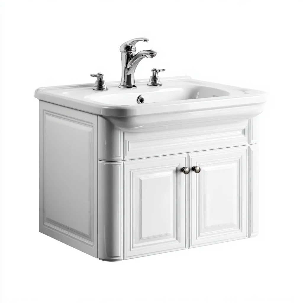 Lavabo suspendido 90×46×52 cm - blanco - estilo clásico con superficie sanitaria para baño-Racorpahome