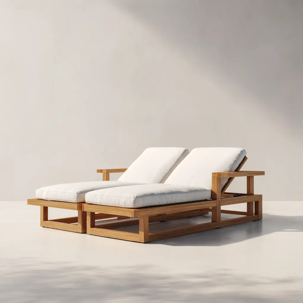 Tumbona de playa 210×140×75 cm - marrón y blanco - exterior doble con respaldo ajustable-Racorpahome