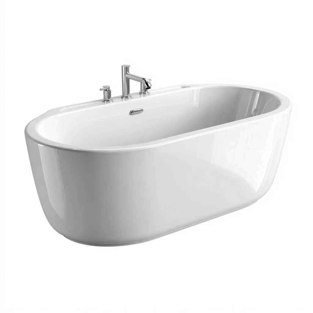 Bañera independiente 170×75×58 cm - blanca - diseño ovalado moderno para baño-Racorpahome