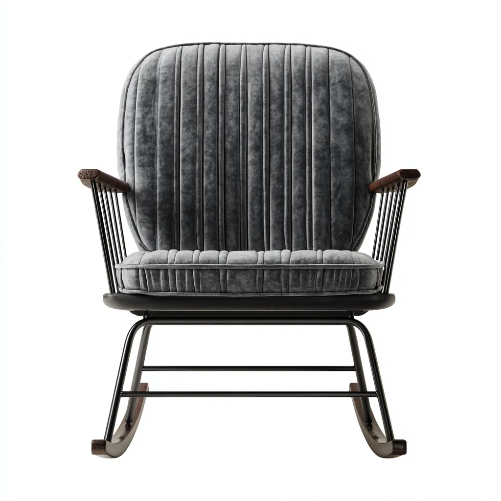 Mecedora 85×82×102 cm - gris - sillón de tela con estructura moderna para sala de estar-Racorpahome