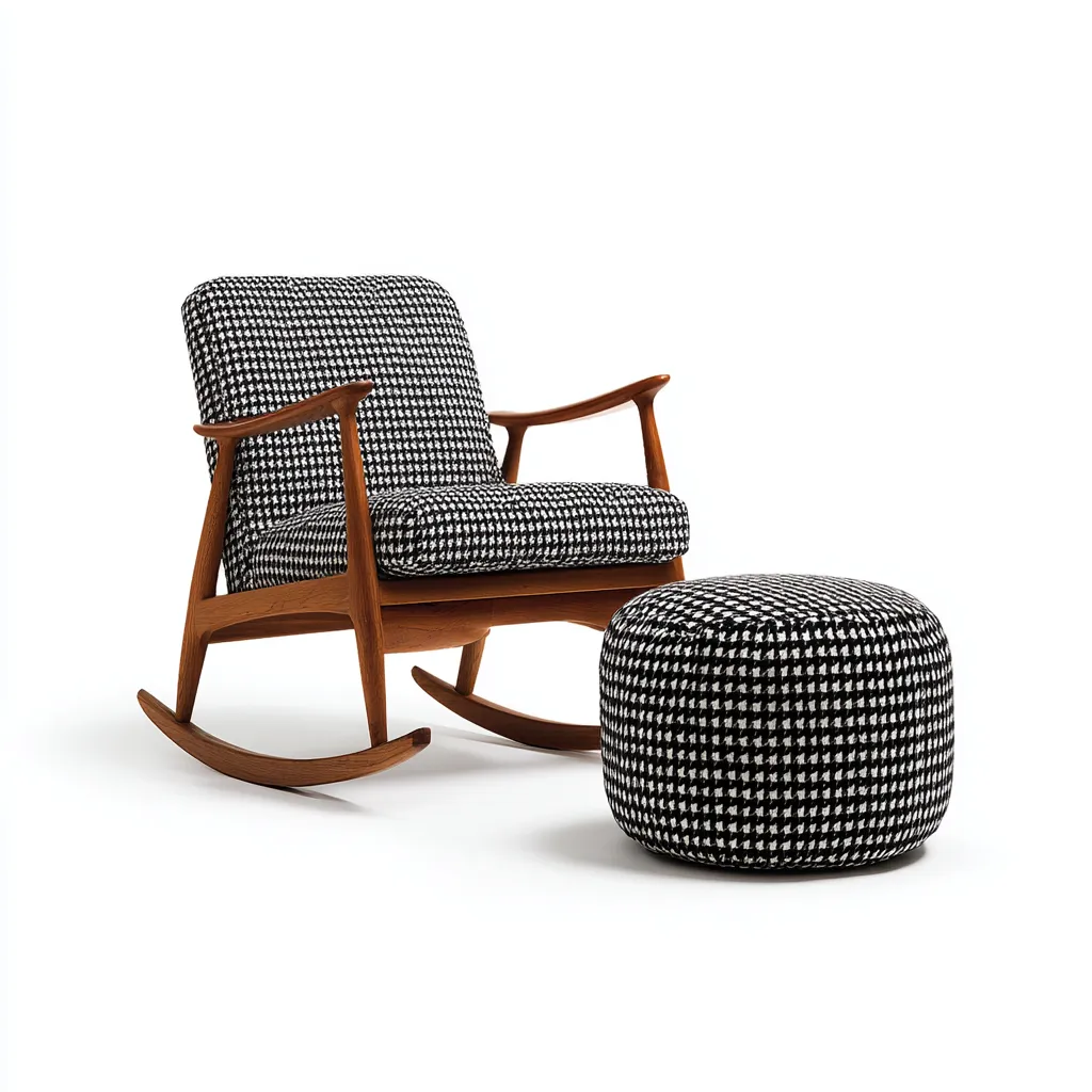 Mecedora 82x92x88 cm - negro/blanco/marrón - tela con reposapiés para sala de estar-Racorpahome