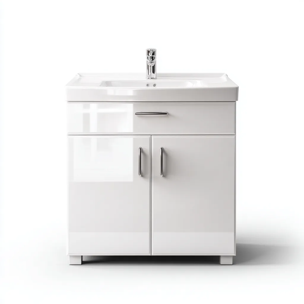 Lavabo con mueble de baño 61×46×84 cm - blanco - con almacenaje compacto-Racorpahome