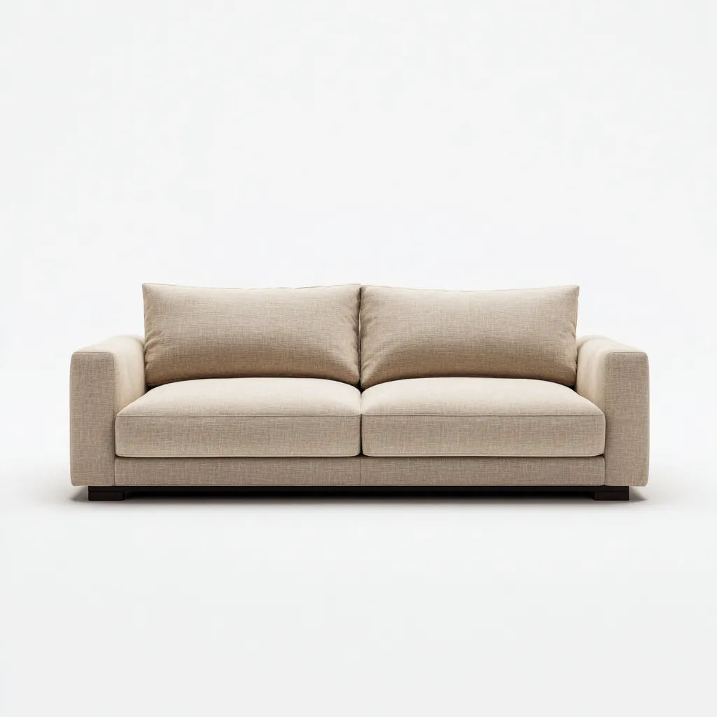 Sofá 176×90×82 cm - crema - de tela para sala de estar con perfil bajo y asiento cómodo-Racorpahome
