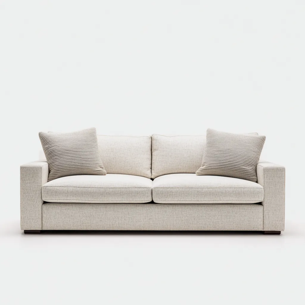 Sofá 178×88×84 cm - beige claro - de tela para sala de estar con líneas rectas-Racorpahome