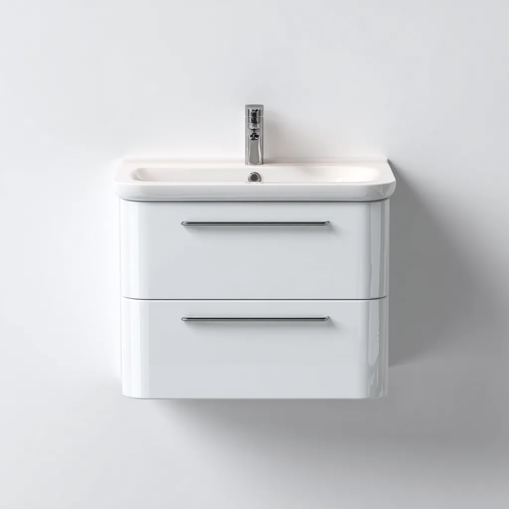 Lavabo 90×46×50 cm - blanco - mueble suspendido de baño con acabado brillante-Racorpahome