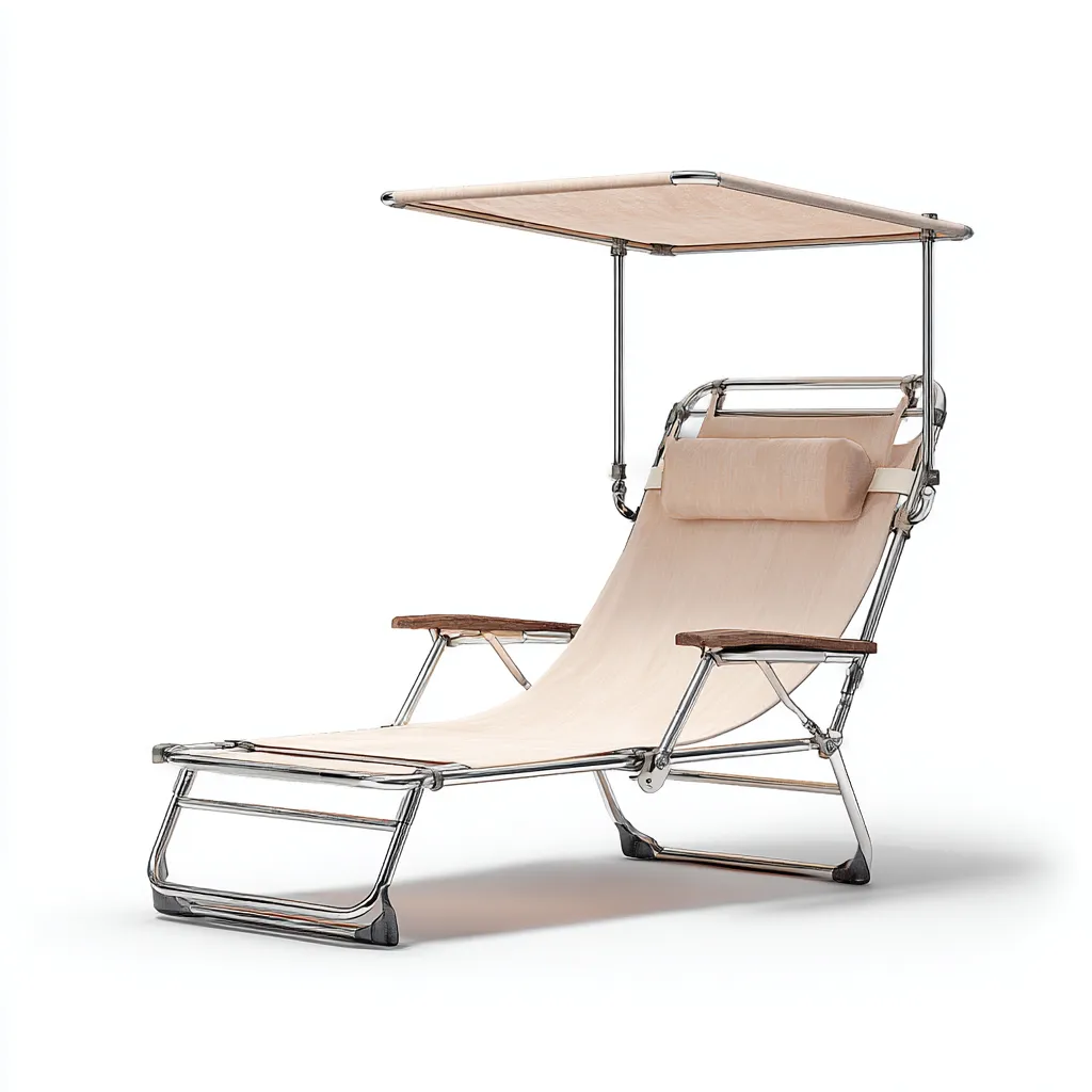 Tumbona de playa 200×75×95 cm - beige - exterior reclinable con parasol integrado-Racorpahome