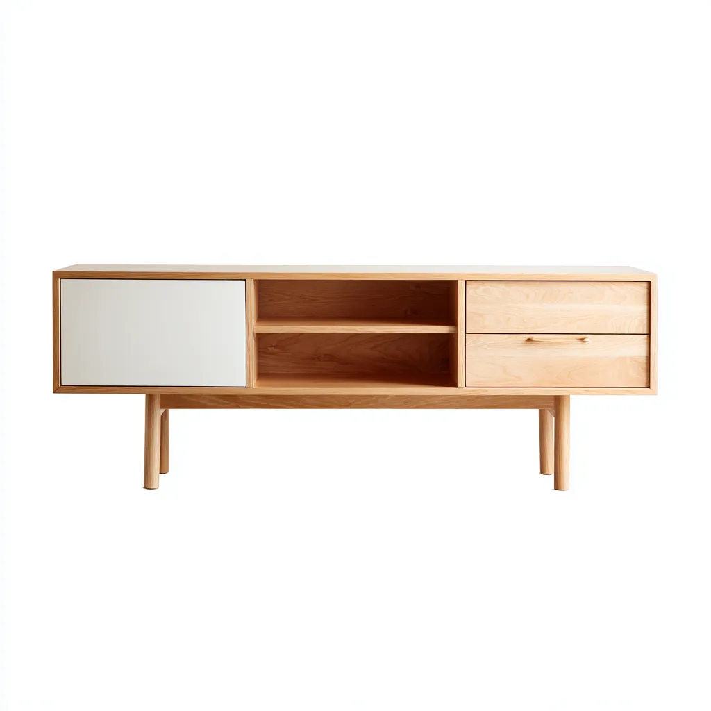 Mueble para TV 180×40×55 cm – madera clara y blanco – diseño moderno para salón-Vinoracorner