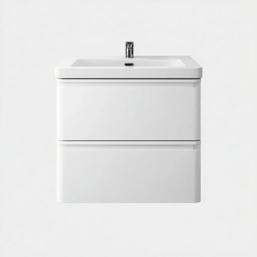 Lavabo suspendido con mueble 80x47x60 cm - blanco - diseño compacto para baño-Vinoracorner