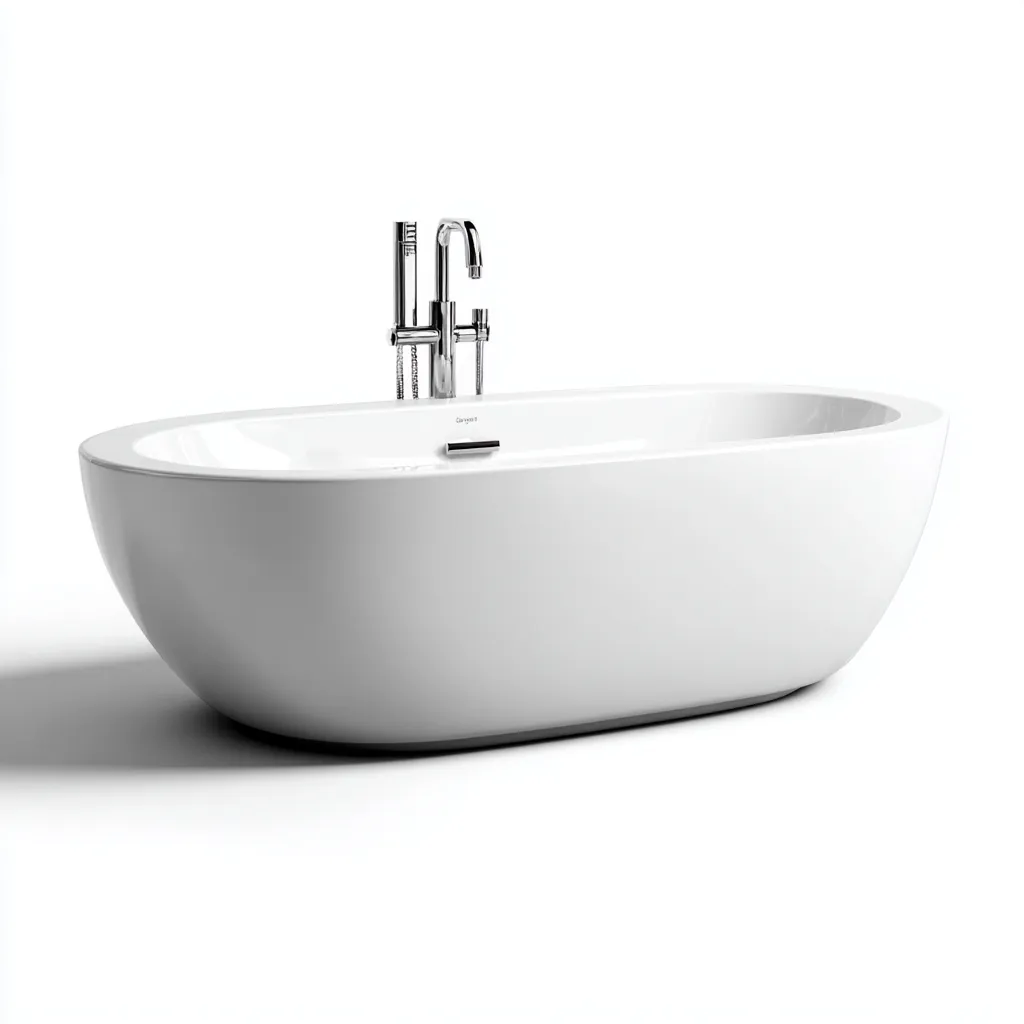 Bañera exenta 168×76×59 cm - blanco - acrílico de perfil redondeado para baño contemporáneo-Vinoracorner