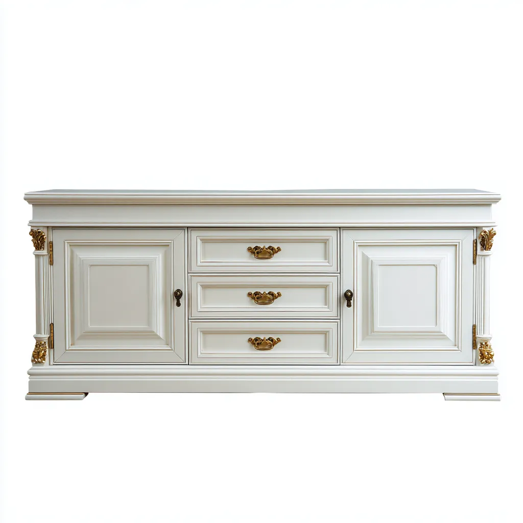 Mueble para TV 200×42×60 cm – blanco – estilo clásico para sala de estar-Vinoracorner