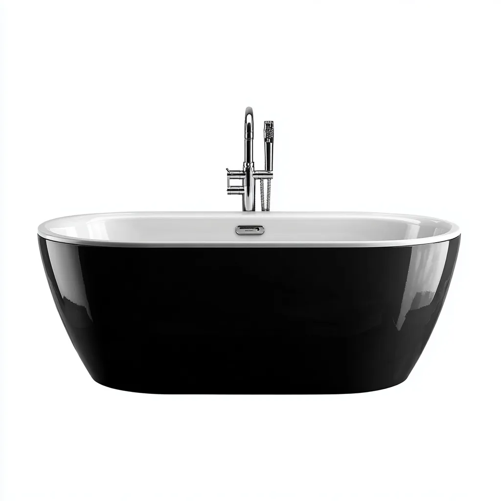Bañera exenta 175x85x60 cm - negro/blanco - estilo ovalado para baño moderno-Vinoracorner