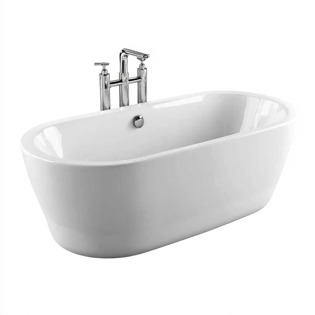 Bañera exenta 175×82×60 cm – blanco – líneas curvas para baño contemporáneo-Vinoracorner