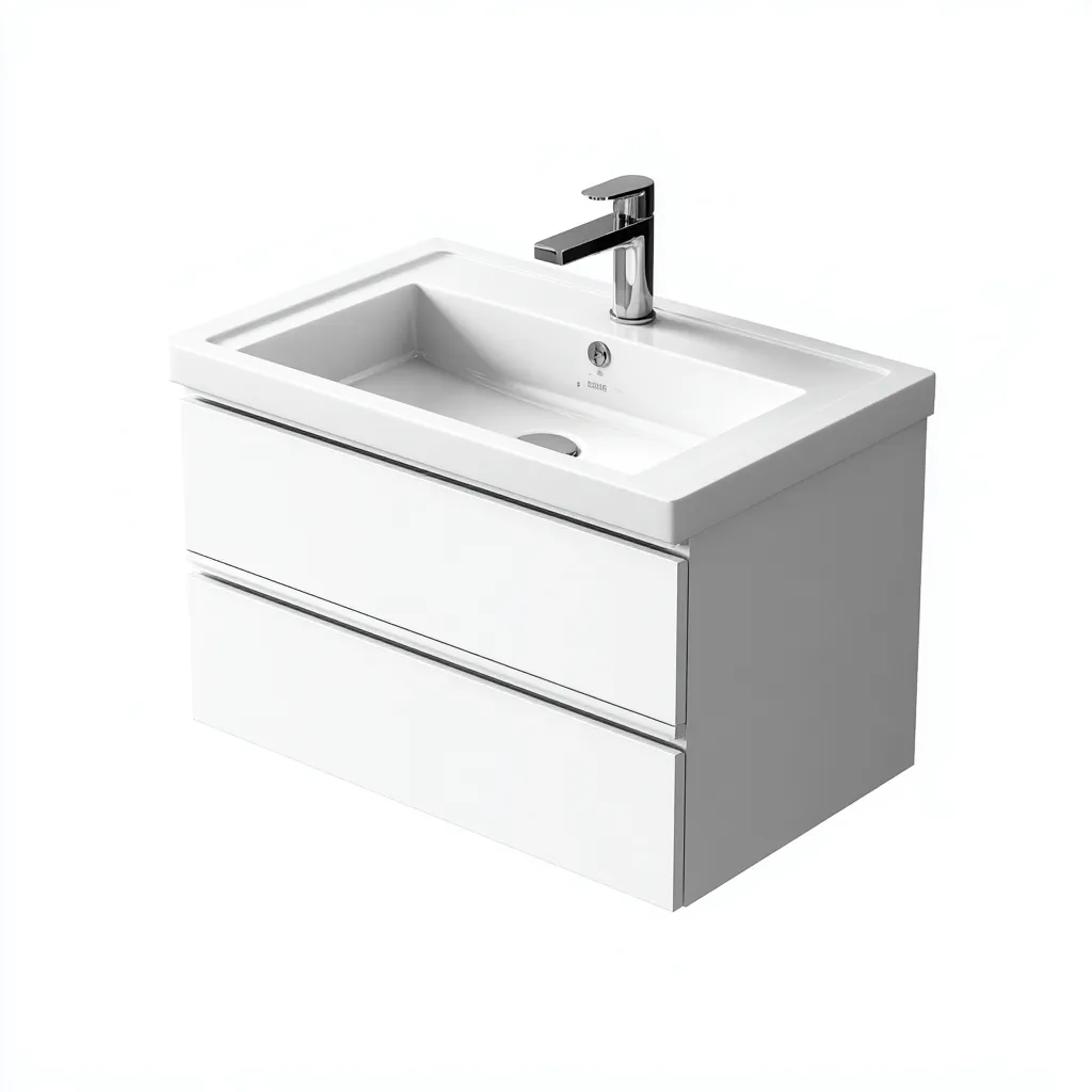 Lavabo con mueble suspendido 80×48×55 cm – blanco – estilo minimalista con almacenamiento para baño-Vinoracorner