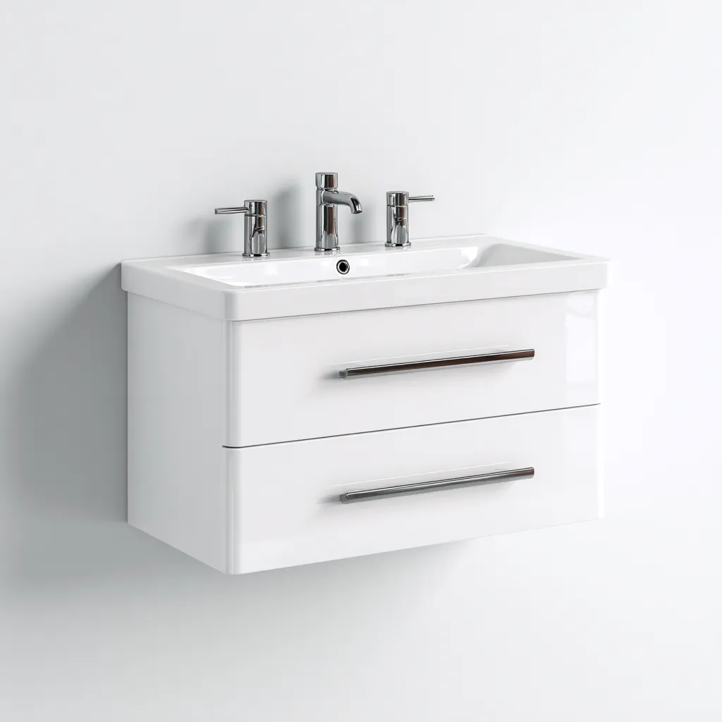 Lavabo con mueble suspendido 75×48×58 cm – blanco – diseño contemporáneo para baño-Vinoracorner