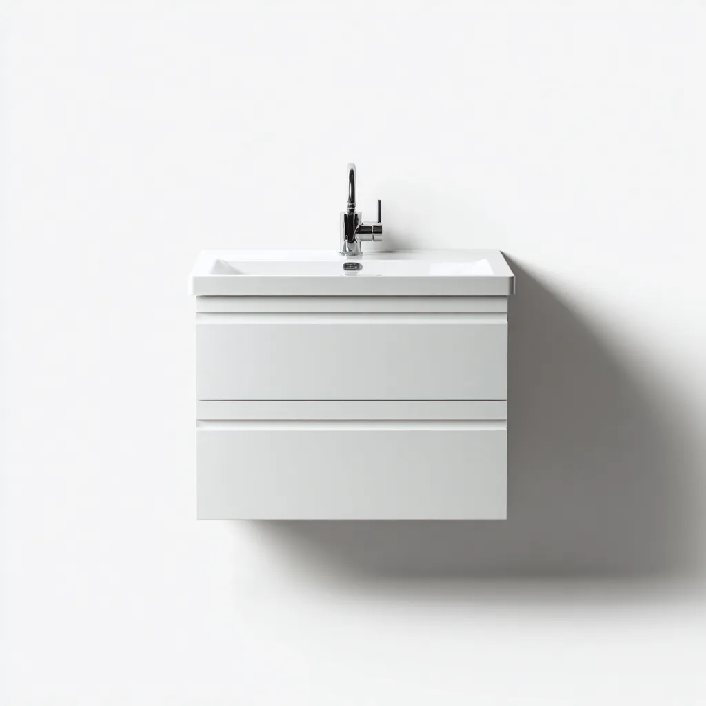 Lavabo con mueble suspendido 65×45×55 cm – blanco – estilo minimalista compacto para baño-Vinoracorner