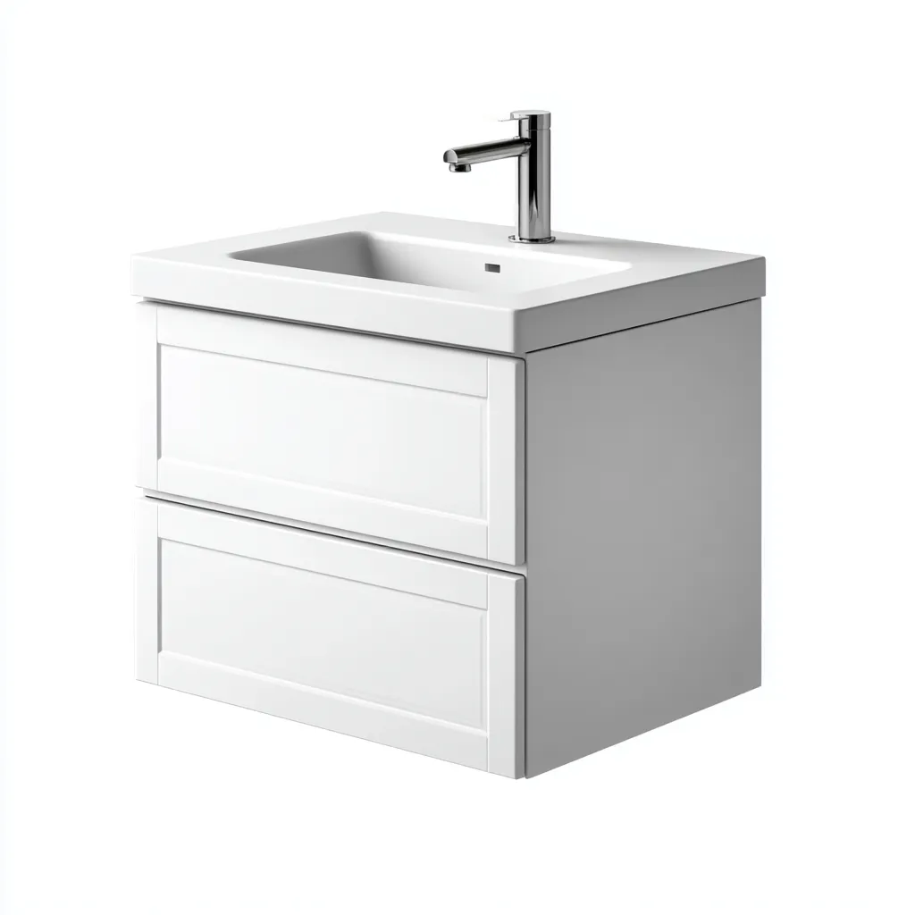 Lavabo suspendido con mueble 90x48x65 cm - blanco - estilo moderno para baño-Vinoracorner