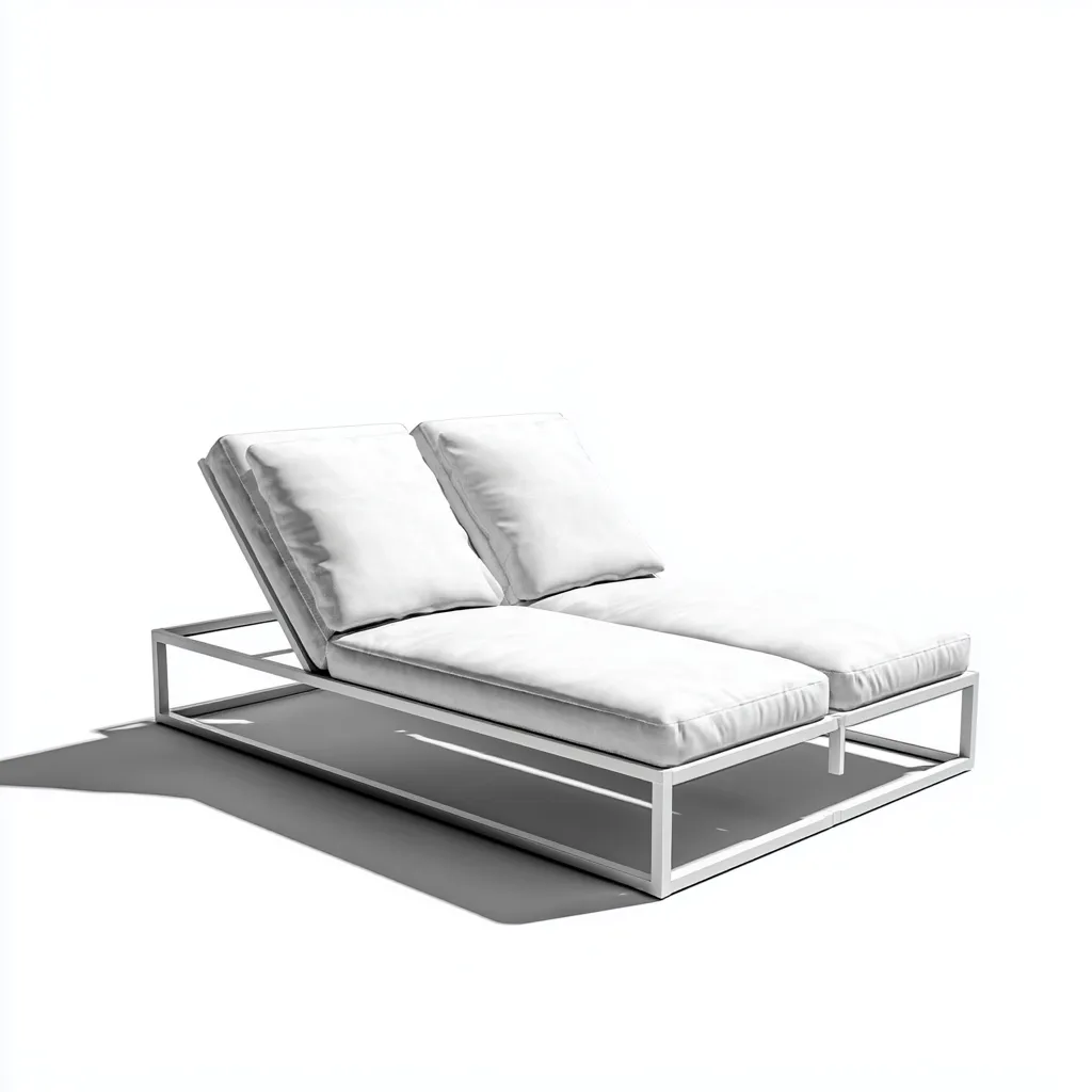 Tumbona de playa doble 180x118x82 cm - blanco - aluminio con acolchado para exterior-Vinoracorner