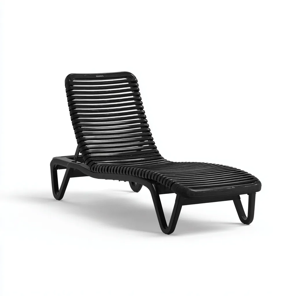 Tumbona de playa 195x72x88 cm - negro - resina con respaldo regulable para exterior-Vinoracorner