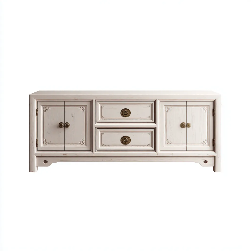 Mueble para TV 180×45×75 cm - blanco - madera estilo clásico para sala de estar-Vinoracorner
