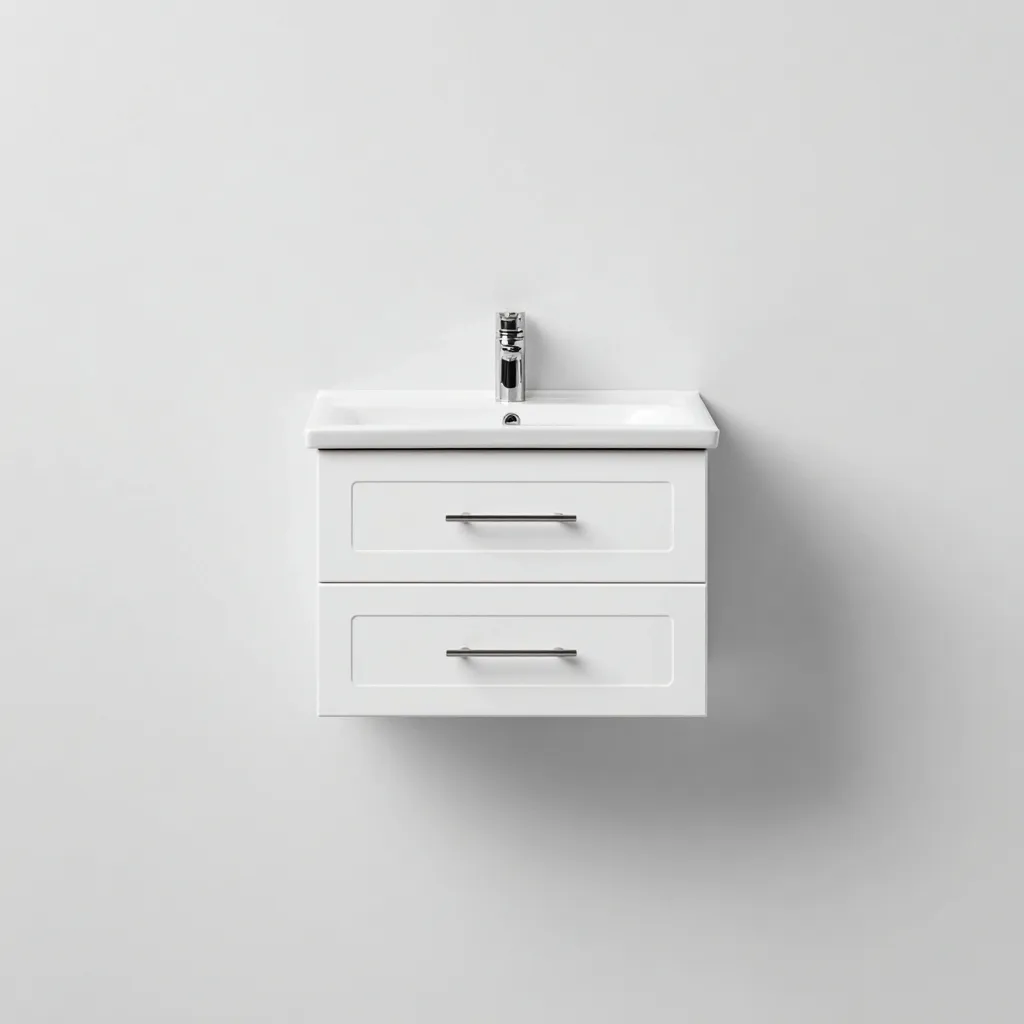 Mueble de baño con lavabo 75×46×56 cm - blanco - cerámica y MDF para baño - suspendido actual-Vinoracorner