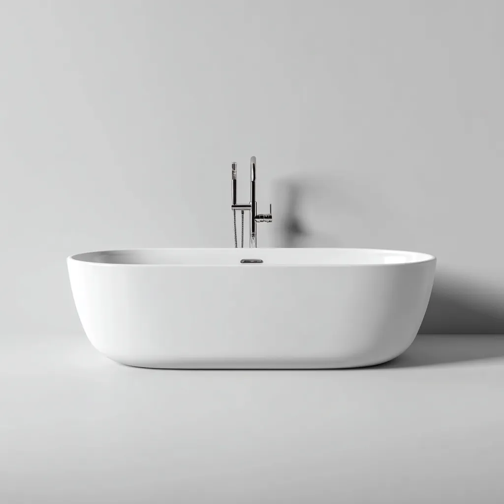 Bañera exenta 168×75×60 cm - blanco - para baño - líneas redondeadas modernas-Liraiocorner