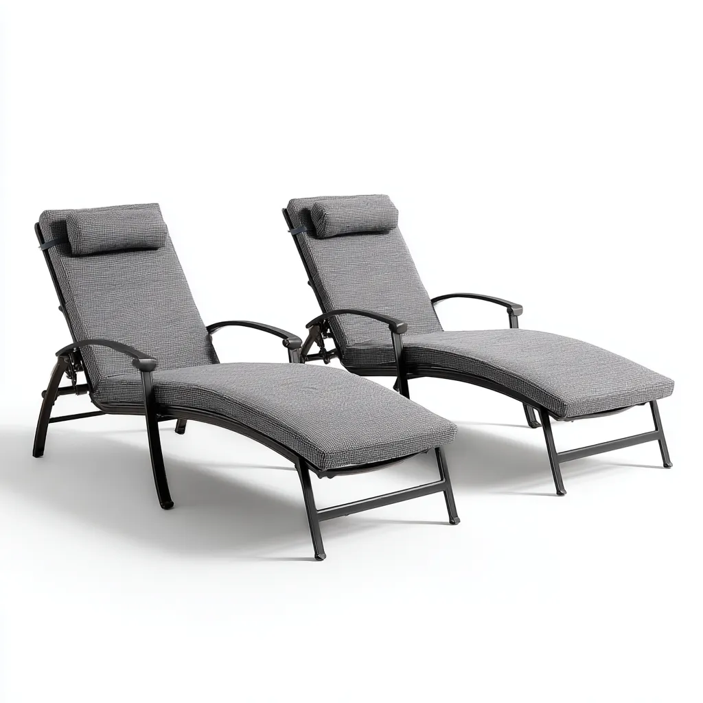 Tumbona de playa 200x75x86 cm - gris/negro - estructura metálica con acabado de madera y respaldo ajustable-Liraiocorner