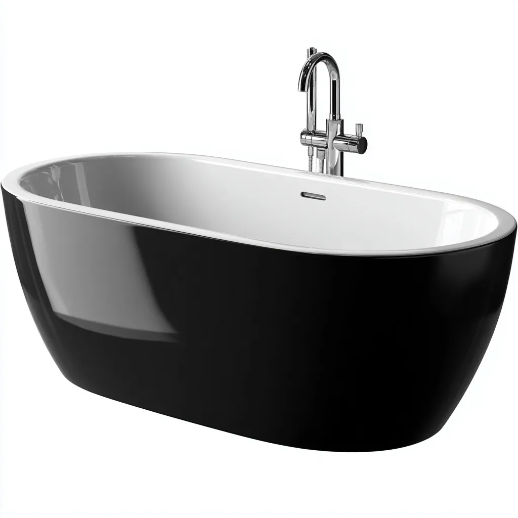 Bañera 175×80×60 cm - negro/blanco - estilo moderno independiente para baño-Liraiocorner