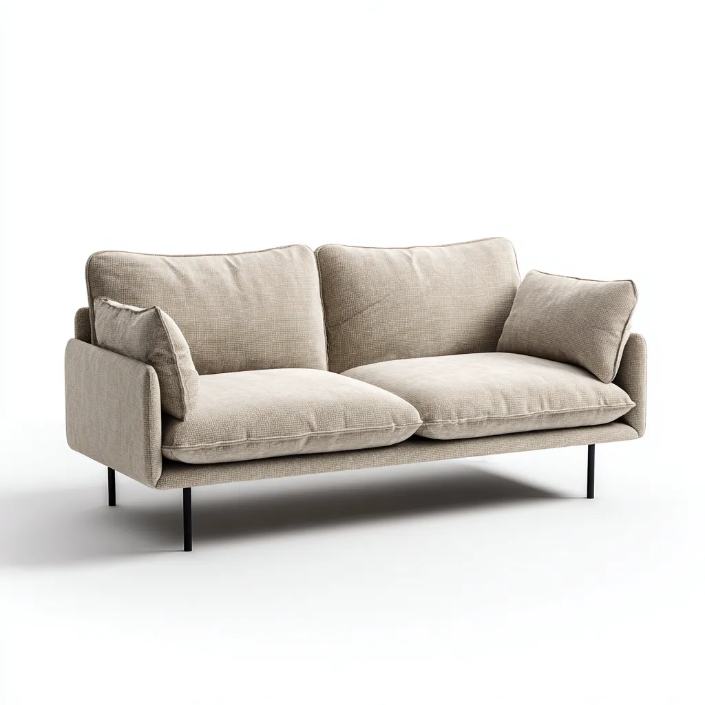Sofá 2 plazas 176×88×82 cm – beige – diseño contemporáneo de líneas suaves para sala de estar-Liraiocorner