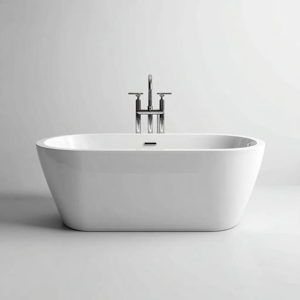 Bañera exenta 175×82×58 cm – blanco – estilo minimalista de líneas curvas para baño-Liraiocorner