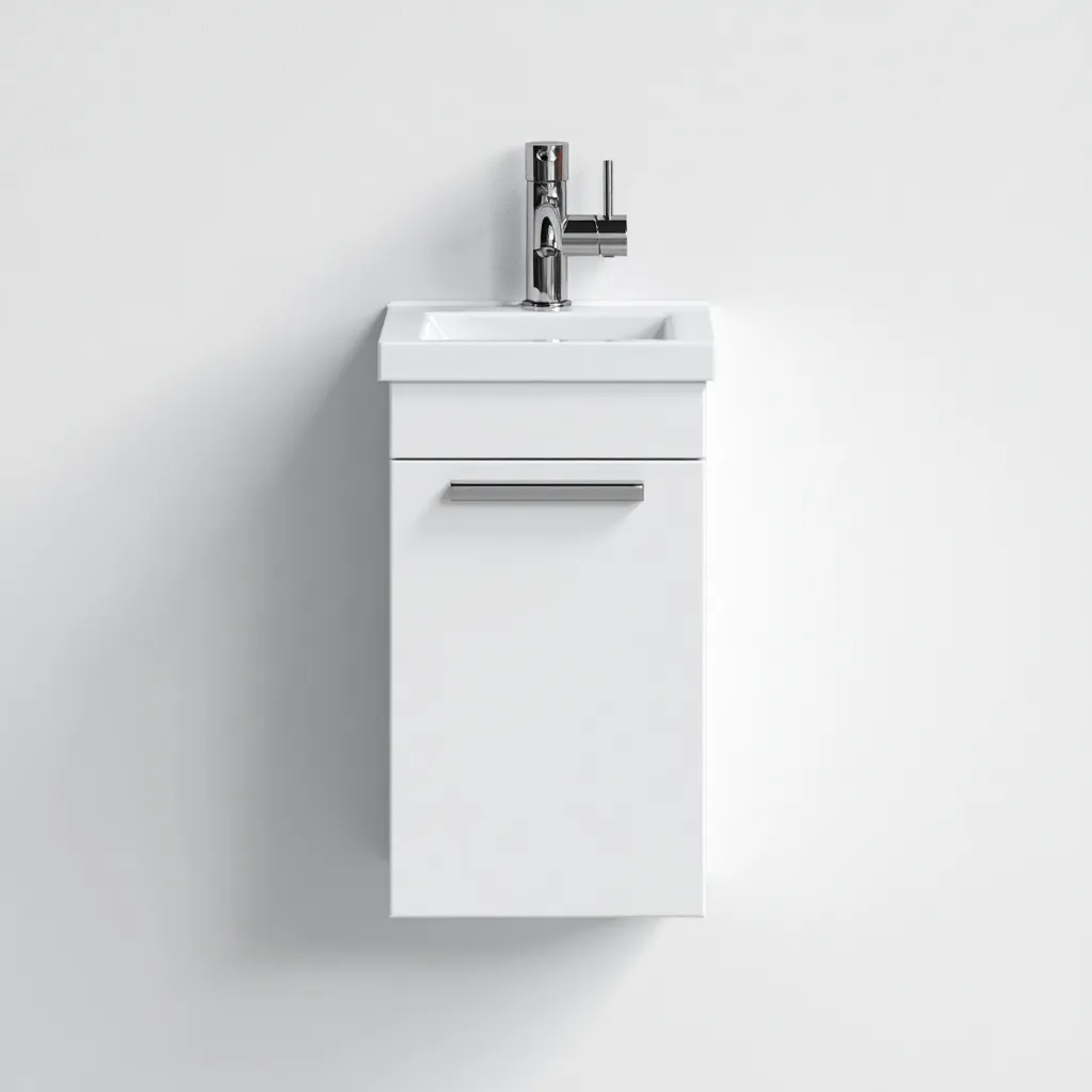 Lavabo con mueble suspendido 42×38×70 cm – blanco – formato estrecho minimalista para baño-Liraiocorner